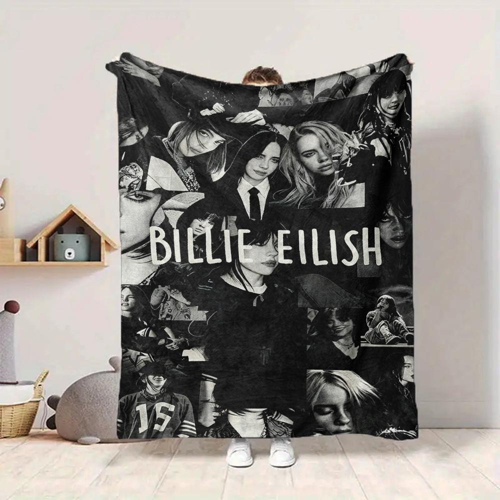 1Pc Billie Eilish Collage Blanket Soft And Comfortable Casual Warm Camping Travel Christmas Halloween Xmas Gift M924457