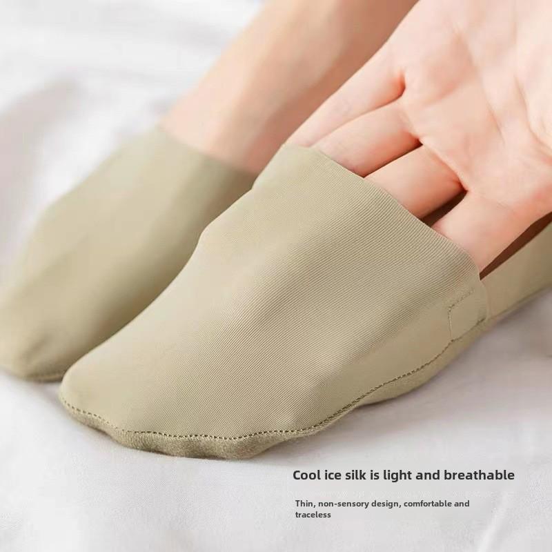 Damen Unsichtbare Eis-Seide Bootssocken - Atmungsaktiv, Schweißabsorbierend, Rutschfeste Baumwollsohle für Fersen