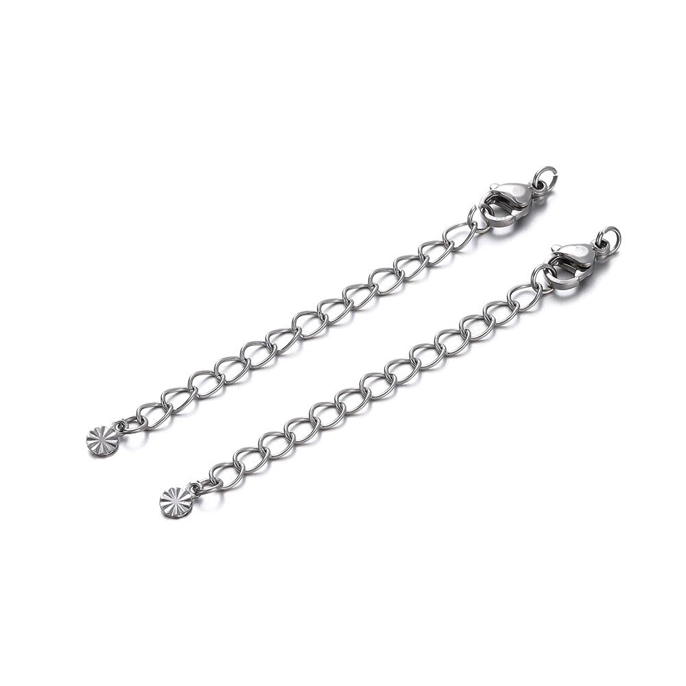 10pcs Stainless Steel Extension Extended Tail Chains Lobster Clasps Connectors DIY Jewelry Making Findings Bracelet Necklaces