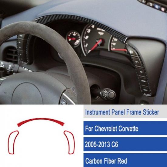 Red Carbon Fiber Car Front Dashboard Button Frame Cover For Corvette C6 2005-13