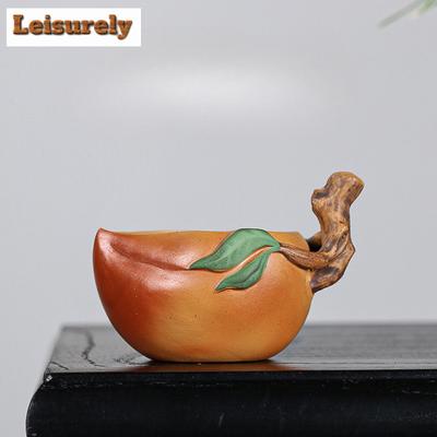 100ml Otantik Yixing Mor Kil Çay Fincanı El Yapımı Uzun Ömür Şeftalisi Usta Fincanı Ham Cevher Bölüm Çamuru Çay Kasesi Chazhan Zisha Çay Takımı