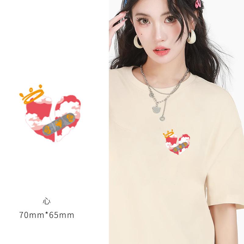 Heat Transfer Sticker Couple Clothes T-Shirt Decorative Pattern Printing Heat Transfer Sticker Hot Ironing Sticker Small