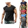 New Fashion Sleeveless T-shirt Men Summer Casual Sports Fitness Men's Short Sleeve Bottoming Shirt