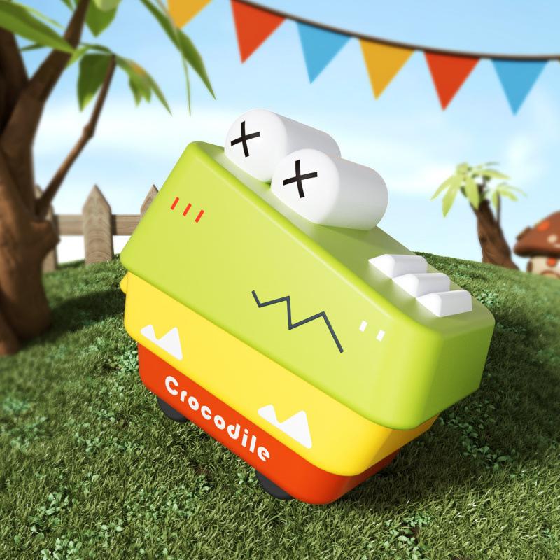 

Children s Pressing Inertia Car Toy Cartoon Crocodile Return Car Fall-resistant Baby Fun Gift зелений