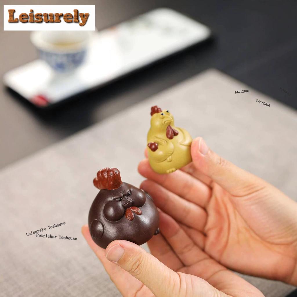 HOYIHM Yixing Zisha Chicken Tea Pet Handmade Tea Sculpture Tea Figurine Play Toys Tea Statue Ornaments Can Be Raised Supplies