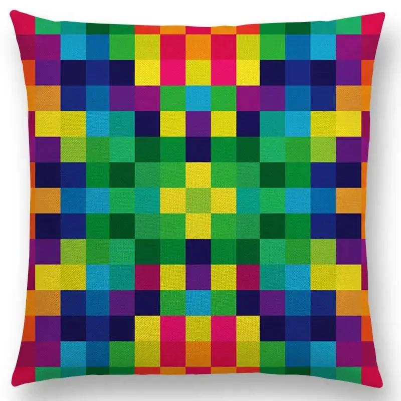 Kolorowe Kwiaty Liście Kropki Poszewka na Poduszkę na Sofę Gwiazdy Fale Wzór Geometryczny Pastelowe Trójkąty Diament Tęcza Poszewka na Poduszkę