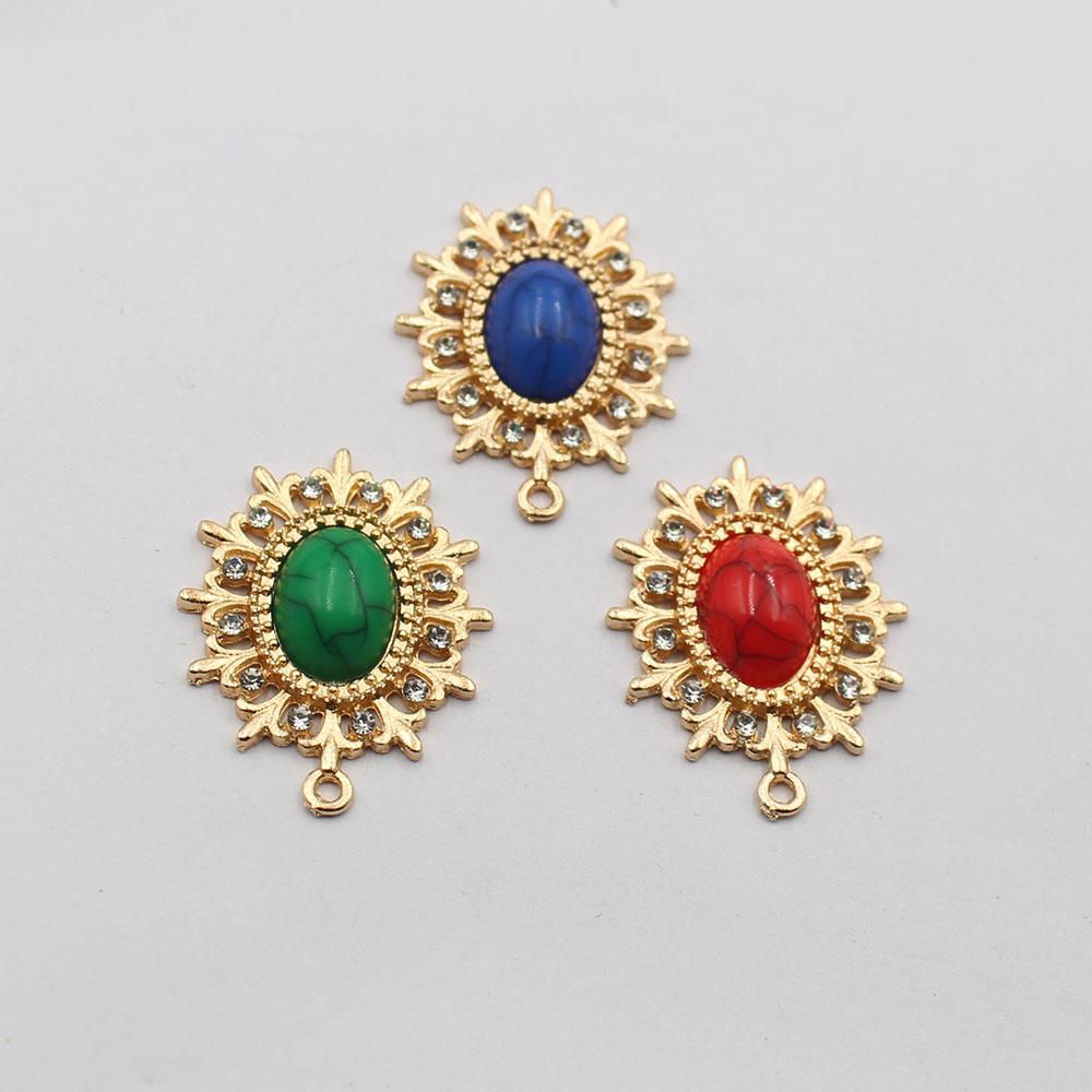 Factory direct sales of 8 pieces of 23 * 32mm oval flat bottomed turquoise pendant, suitable for DIY clothing necklace pendants