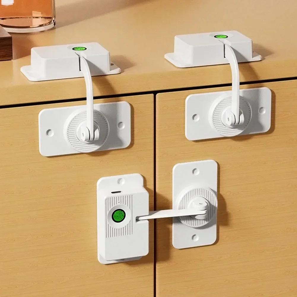 Child-safe Fingerprint Locks For Refrigerators And Drawers With Punch-free Smart Lock Technology And Quick Fingerprint Access