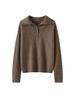 Women's Thickened Cashmere Cable Knit Half-Zip Lapel Sweater - Autumn/Winter Casual Trend