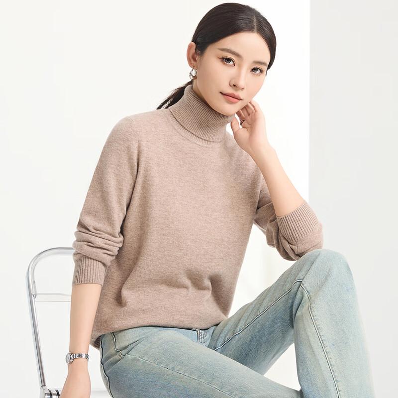 FAPAI Women's 100% Merino Wool High-Neck Knit Sweater