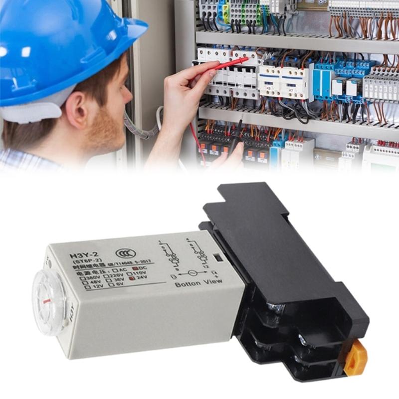 Zeitrelais Einschaltverzögerung Drehknopf 0-60 Sekunden Timer Verzögerungstimer mit Basissockel Einschaltzeitrelais Langlebig