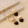 2pcs Set Minimalist Creative Gold Circular Heart-shaped Pendant Snake Bone Chain Necklace Earrings for Women Jewelry Sets