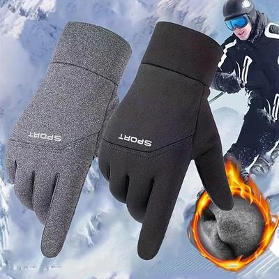 Windproof And Waterproof Outdoor Gloves Touch Screen Thumb And Index Finger Fingertips Warm Gloves For Running Cycling