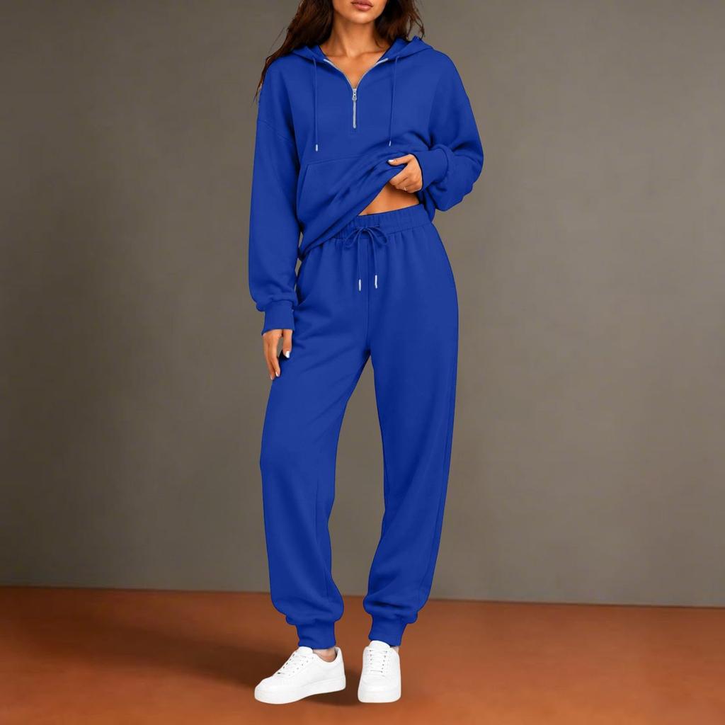Women's Half Zip Hoodie and Sweatpants Two Piece Matching Set