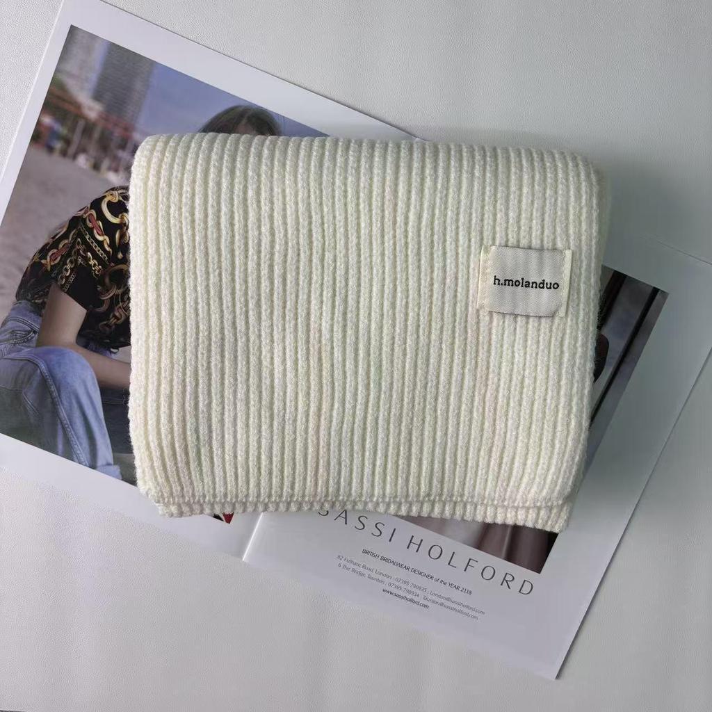 Korean Style Cozy Knitted Wool Scarf for Women - Winter Warmth with Versatile Neck Protection & Couple-Friendly Design