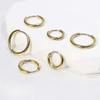 10 Pairs 316L Stainless Steel Earring Set 14K Gold Plated Small Hoop Earrings Flat Back Stud Earrings for Women Men, Gold
