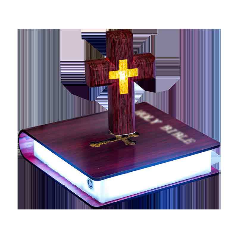 Magnetic Levitating Cross Night Light Book Base Color Changing LED Floating Lamp Desktop Decor