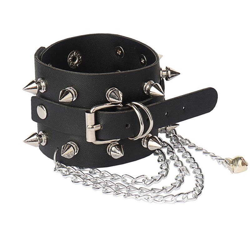 DIEZI Punk Goth Bat Skeleton Wrap Bracelet Women Men Vintage Harajuku Black PU Leather Chain Bracelet Bangles Halloween Jewelry