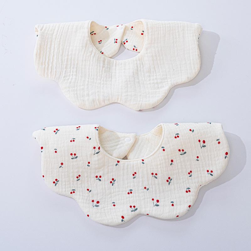Double-Sided Waterproof Cotton Baby Bib - 360° Rotating, Breathable Gauze Saliva Towel