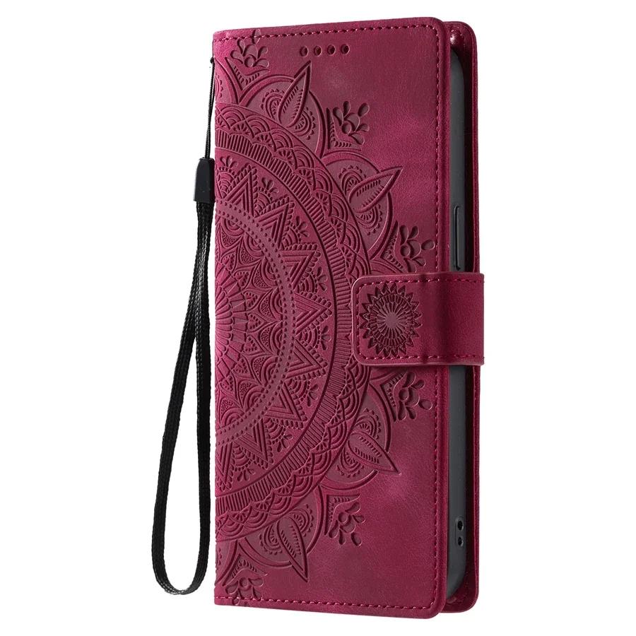 

Embossed Totem Leather Phone Case for Google Pixel 10 9 8 Pro XL 9A 8A 7A 6A 7 Pro Bracket Flip Wallet Card Holder Cover Etui Google Pixel 8 вина червоного кольору