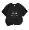 Kids Boys Girls 100% Cotton Crew Neck Short Sleeve T-shirt, Cute Cartoon Black Dragon Print Casual Soft Breathable Summer Tee for Toddlers Children Da
