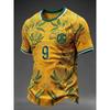 Men's Retro Patriotic Australian Yellow-striped Short-sleeved T-shirt, for Casual Sports and Street Style.