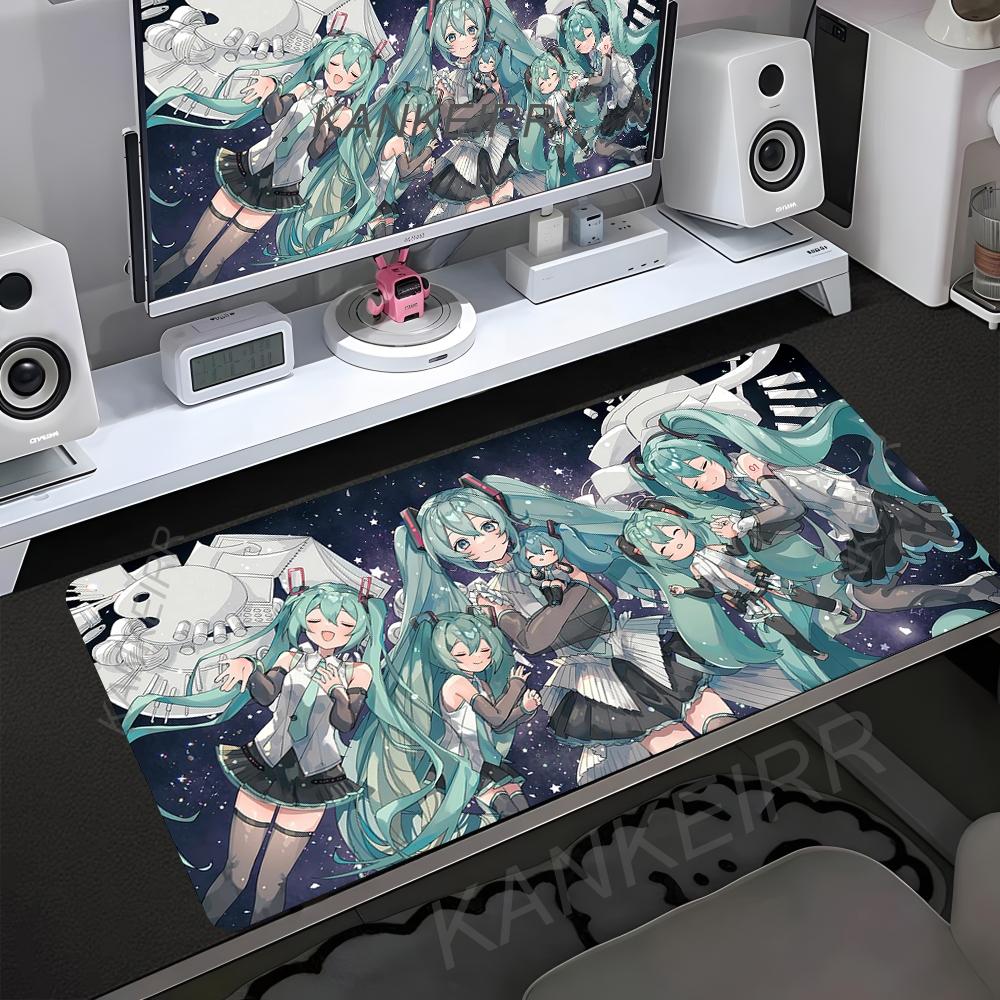 Popular virtual diva H-Hatsune Cute Miku Mouse Pad Non-Slip Rubber Edge Locking Mousepads Game Play Mat for Notebook PC Computer