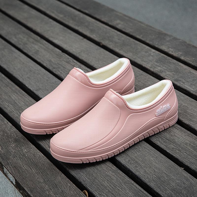 Fashion low-top waterproof shoes rain shoes women's warm thickened rubber shoes non-slip water shoes women's work rain boots autumn and winter