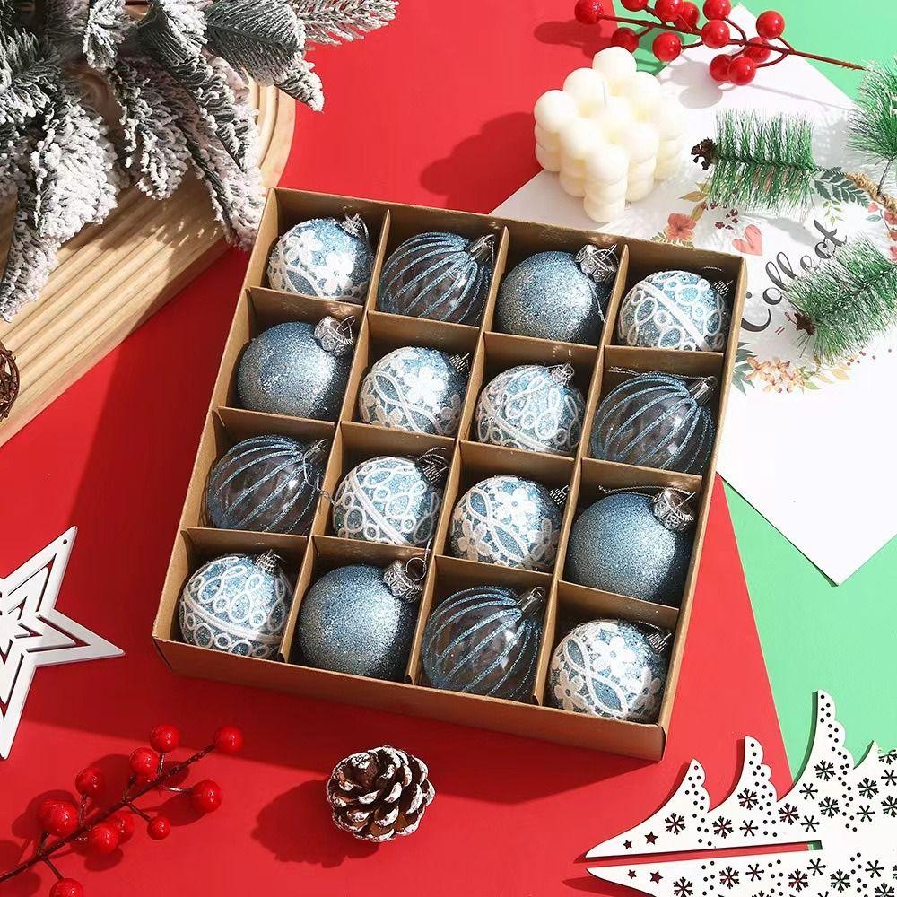 16pcs 6cm Christmas Hanging Balls Set Foam Xmas Tree Ornaments Christmas Balls Pendant Party Favors