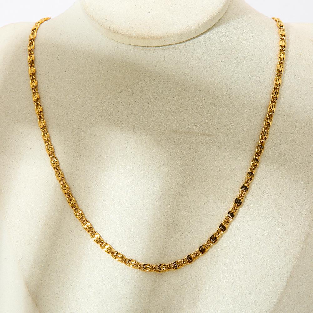 Hot Sale 18k Gold Plated Back Plain Chain Stainless Steel Bracelet Necklace Fashion Versatile Stacked Jewelry Set
