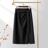 2025 Asymmetrical High-Waisted Slit Midi Skirt for Women - Spring/Summer Trendy Option