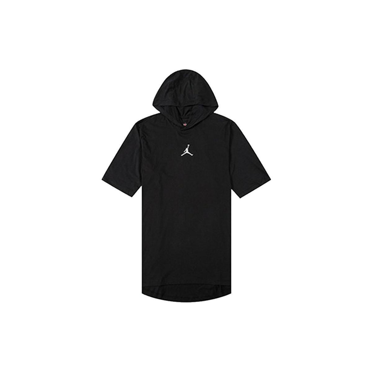 Air Jordan Athleisure Casual Sports Solid Color Hooded Short Sleeve T-Shirt Black Men s DA9872-010 XXXL