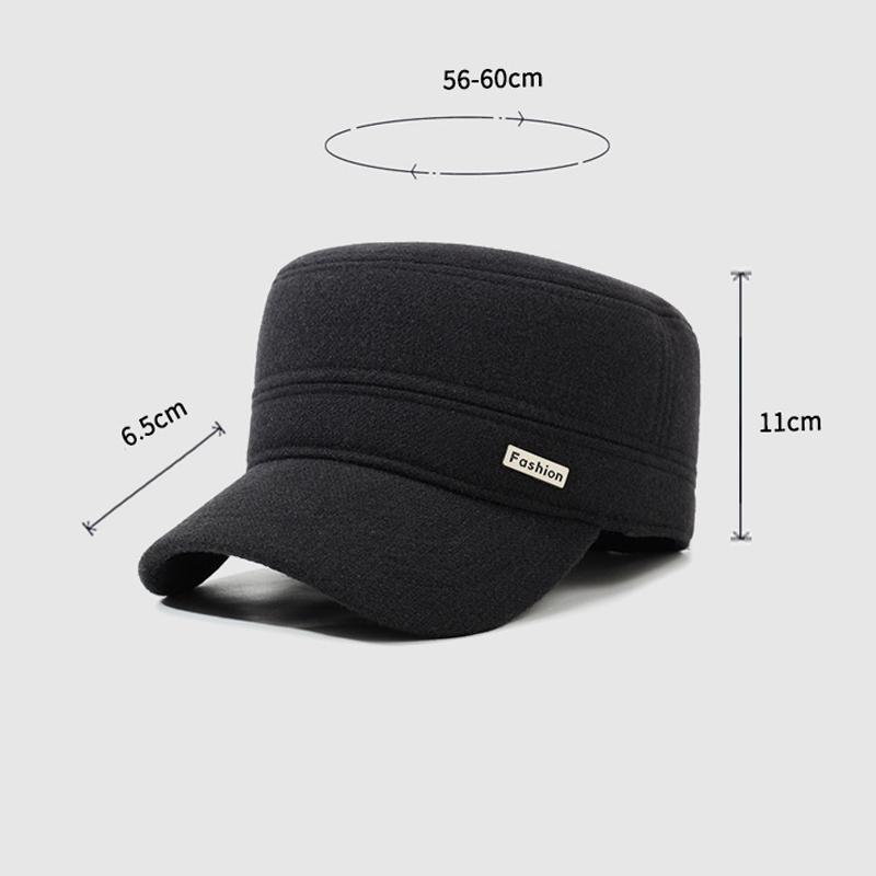 Autumn Winter Middle-Aged Hat Men's Cotton Flat Top Ear Protection Warm Baseball Cap