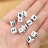 6x6mm Black Letter Beads On White Acrylic Squares for DIY Jewelry and Creative Accessories