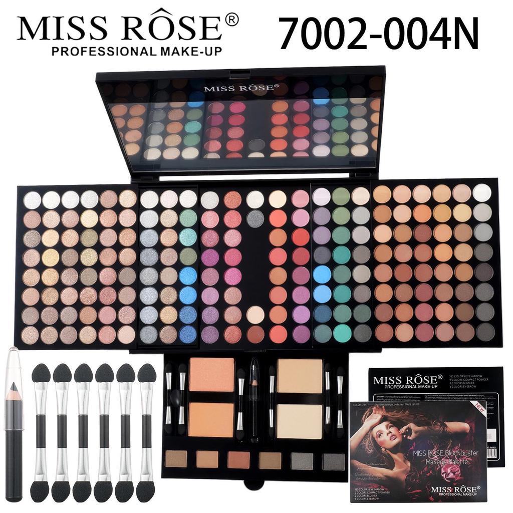 Set Paletă Machiaj MISSROSE: Fard de ochi, Luciu de buze, Ruj, Fard de obraz, Corector, Illuminator și Pudră.