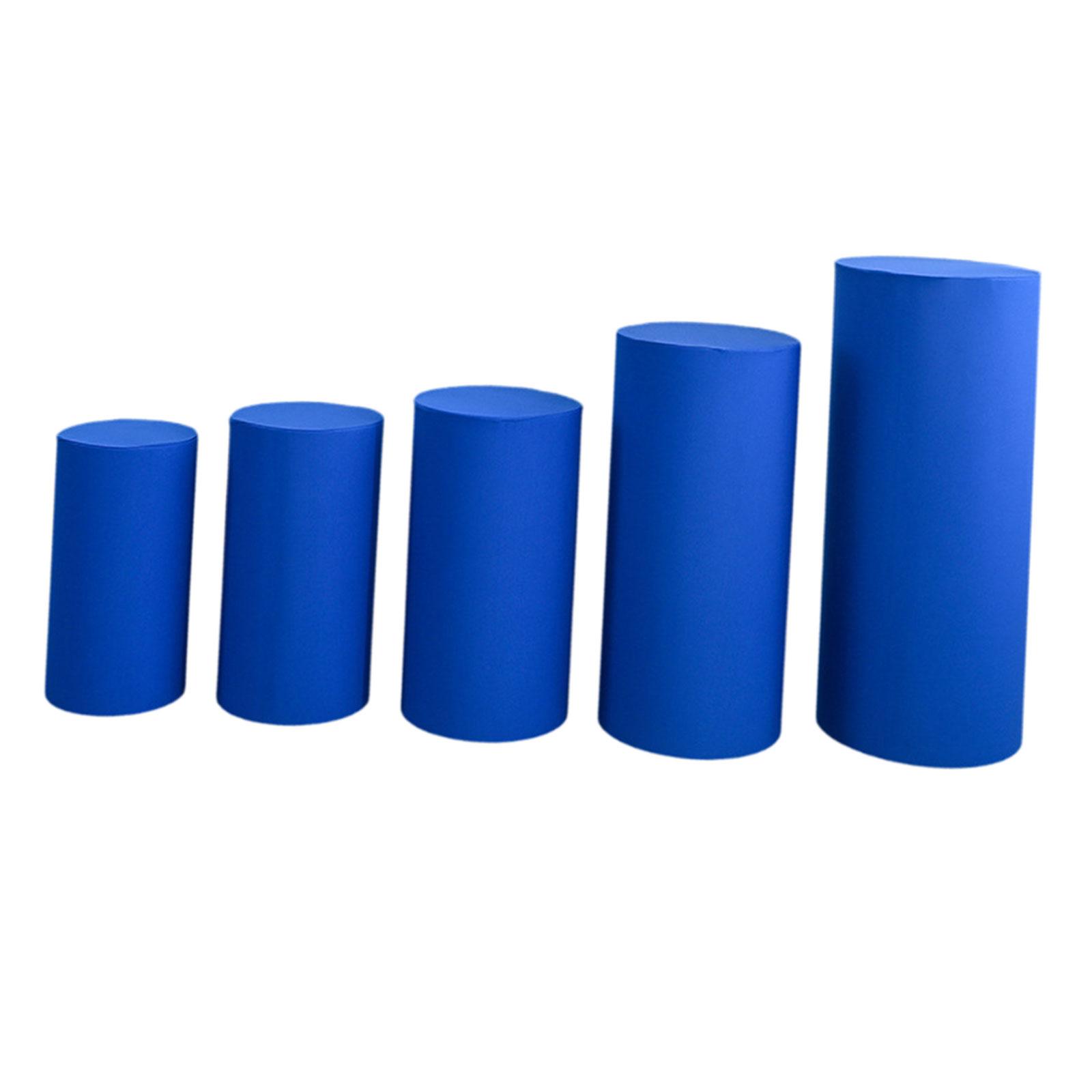 

5 Pieces Cylinder Plinth Display Box Stand Covers Cylinder Dessert Pedestal Covers for Graduation Events Holidays Thanksgiving синий