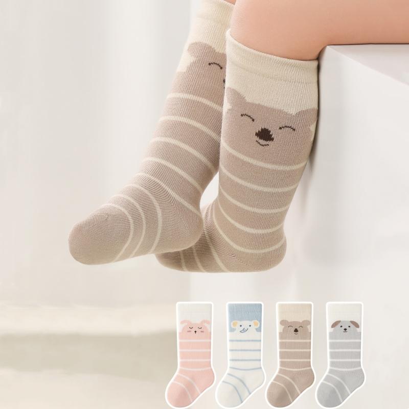 Cute Stripe Socks For Kids Long Tube Socks 0-5Year Boys Girls Baby Cotton Sock Autumn Winter Warm Stockings Children Footwear