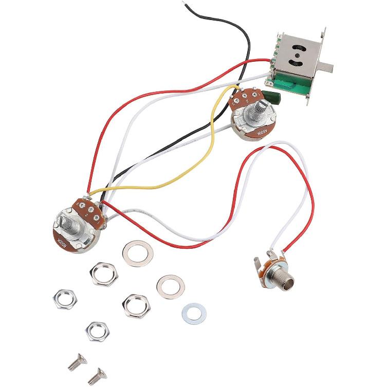 Guitar Wiring Harness, 3 Way Toggle Switch Guitar Electric Guitar Wiring Kit 500k Wiring Harness Easy To Install