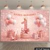2D 60th Birthday Backdrop with Red White Roses and Gold Balloons Photography Background