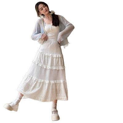 White Skirt for Women In Spring and Autumn New High-waisted Slim A-line Mid-length Puffy Skirt for Small Cake Skirt