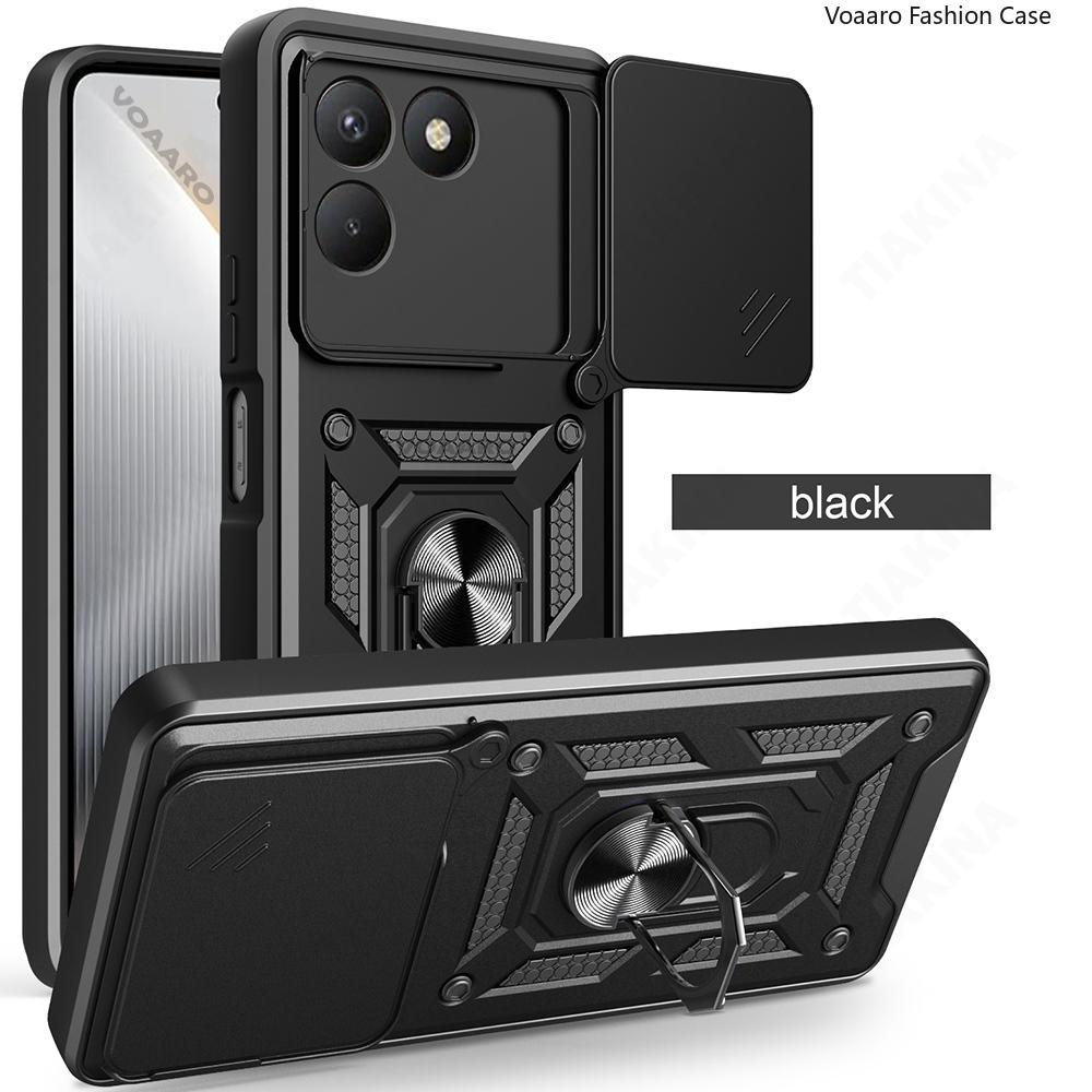Slide Lens Armor Funda for Tecno Pova 7 4G Case for Tecno Pova 7 4G LJ6 Case Magnetic Ring Stand Holder Cover Shockproof Capa