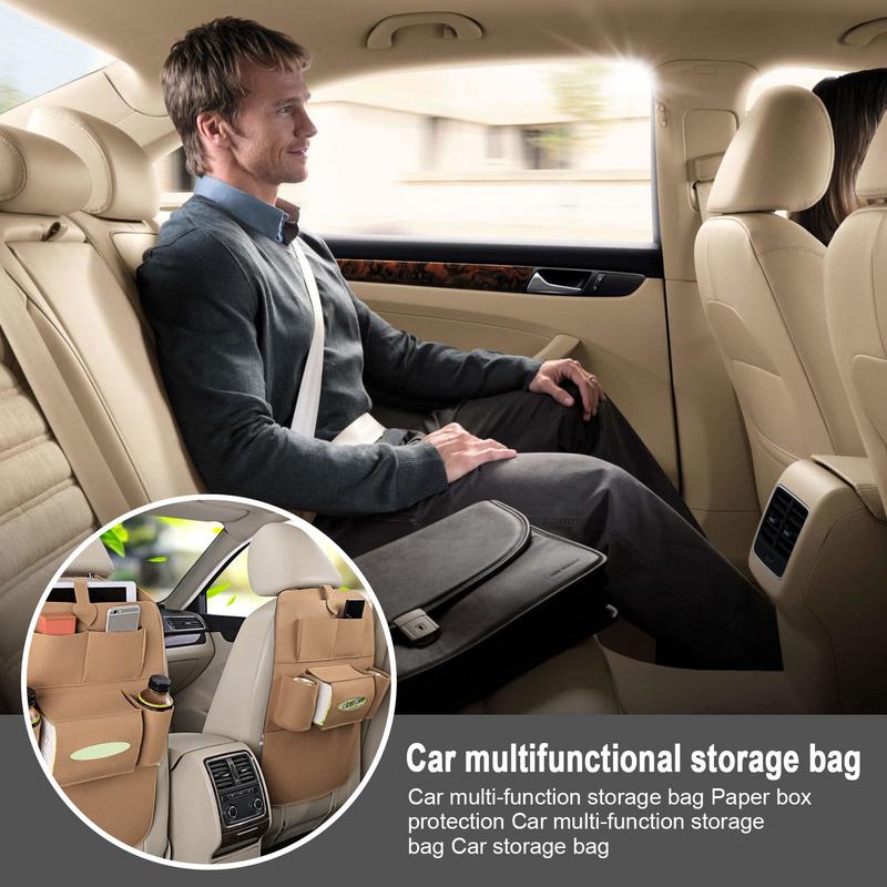 Seat Back Protector Waterproof Multiple Pockets Felt Protector For Seat Back Easy Installation Car Interior Storage Bag