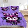 3pcs Kuromi Bat Print Bedding Set (1 Cover + 2 Pillowcases, Without Inserts), This Printed Bedding Set is Soft and Comfortable, Suitable for