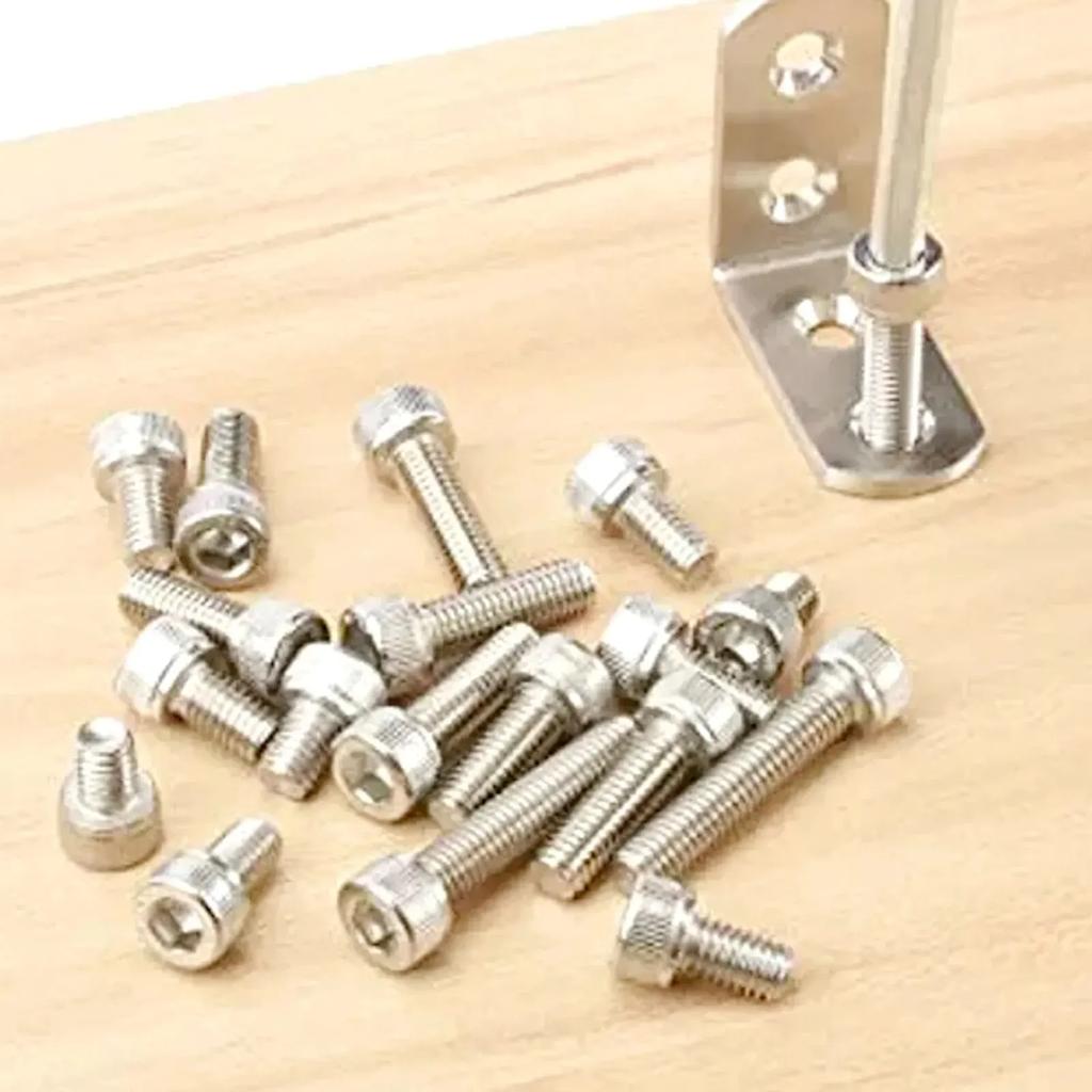 150pcs/box 304 Stainless Steel Hex Head M3 Screw And Nut SetSet Hexagon Socket Screws Bolts Nuts For Small DIY Repair Projects