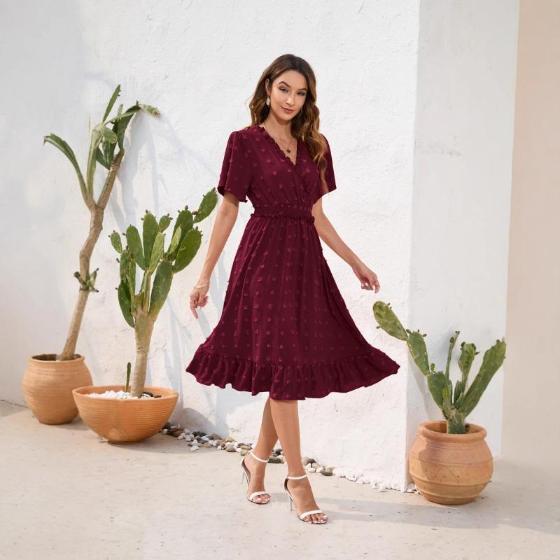 

Юбка для отдыха и путешествий с V-образным вырезом и высокой талией S багровый