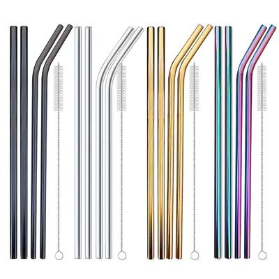 4Pcs Stainless Steel Straw with Straw Brush Replacement Straw Metal Straw for Stanley 40oz Cup Accessories