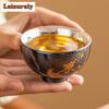 60 ml Stapelbare Keramik-Teetasse mit goldener Blume und Vogel, 999 vergoldetes Silber, Meditationstasse, kleine einzelne Meistertasse, Teeschale, Kung-Fu-Teeservice