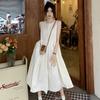 Summer new Korean women's clothing coffee break French white sleeveless dress small slim temperament vest long dress