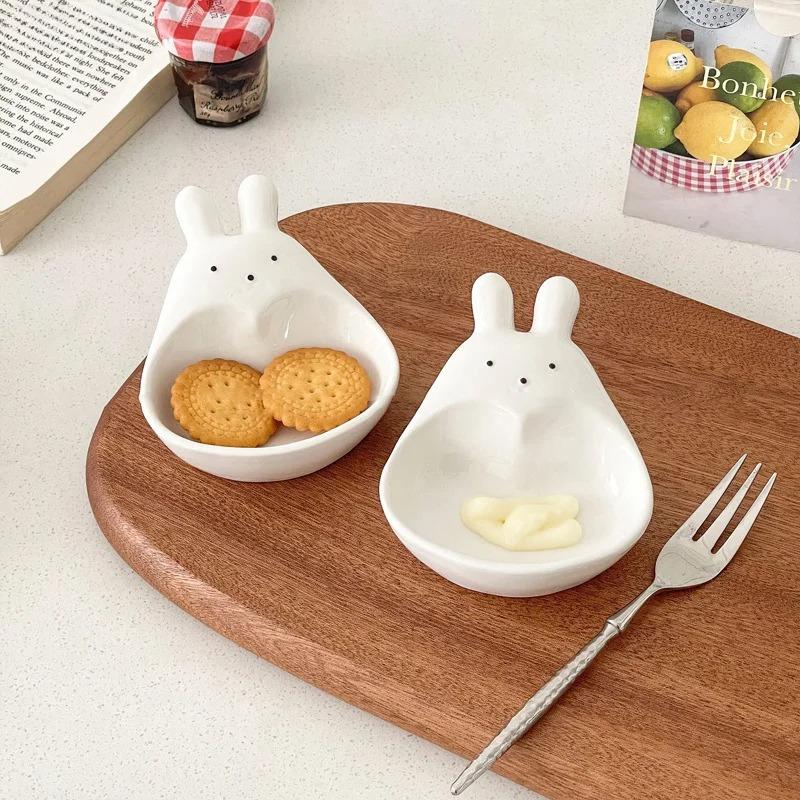 1pc Dip Dish Creative Cartoon Little White Rabbit Home Seasoning Vinegar Tomato Sauce Snack Oil Vinegar Dish