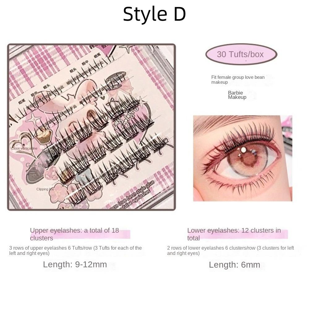 Wispy Adhesive False Eyelashes Reusable Glue Free Fake Lashes Fluffy False Eyelash Clusters Lady
